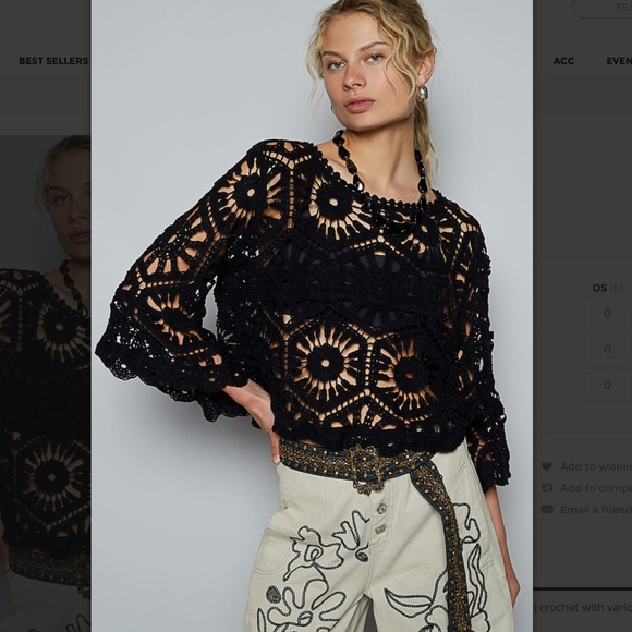 POL “ Stockholm “ POL Crochet Top in Various Weave Patterns Black 57 - Picture 3 of 6